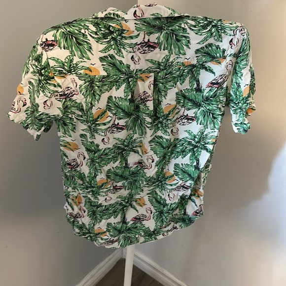 Tommy Bahama Green and Orange Leaf Print Shirt - Picture 4 of 4
